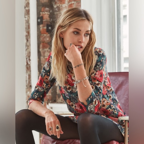 Sezane Robe Duoma Multicolor Floral Knit Mini Dress Size 36 US Size 4 - Picture 8 of 13